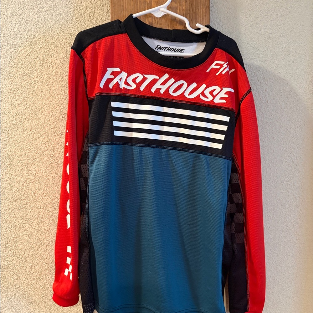 Fasthouse Kids Red and Blue Long Sleeve Tee